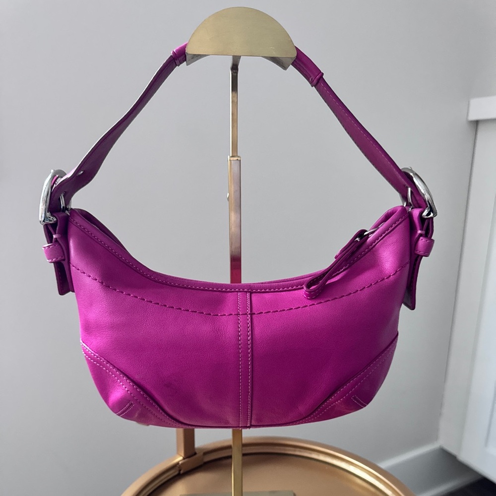 Coach Soho Demi Hobo Hot Pink Leather Vintage Small Shoulder Bag Y2K 9541 Rare - Picture 5 of 14